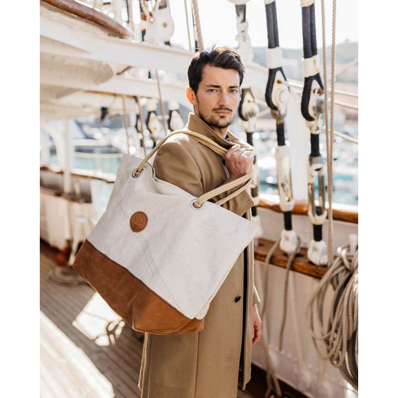 Damen Reisetasche "Carla" by 727 Sailbags / Segeltuch Belem / Boden Leder
