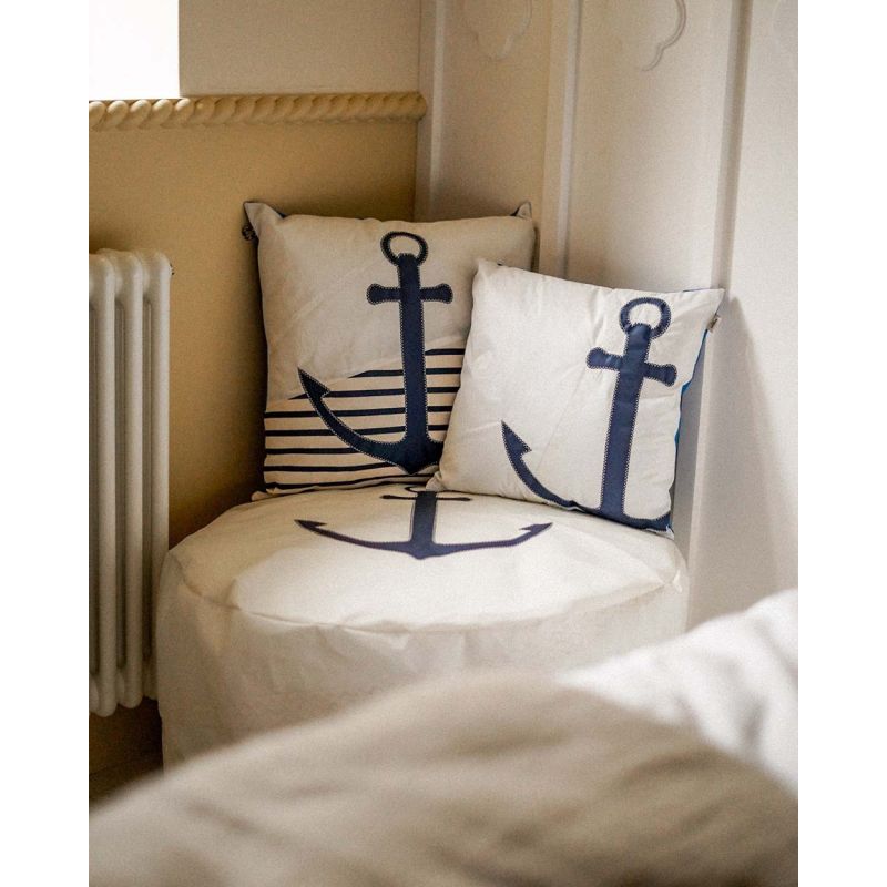 Sofakissen 40 x 40 cm "[Modell]" by 727 Sailbags / Spinnaker weiß / Meeresanker Kollektion