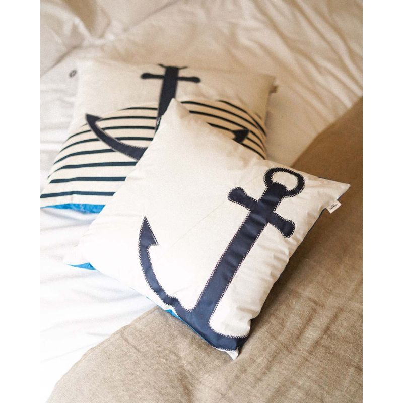 Sofakissen 40 x 40 cm "[Modell]" by 727 Sailbags / Spinnaker weiß / Meeresanker Kollektion
