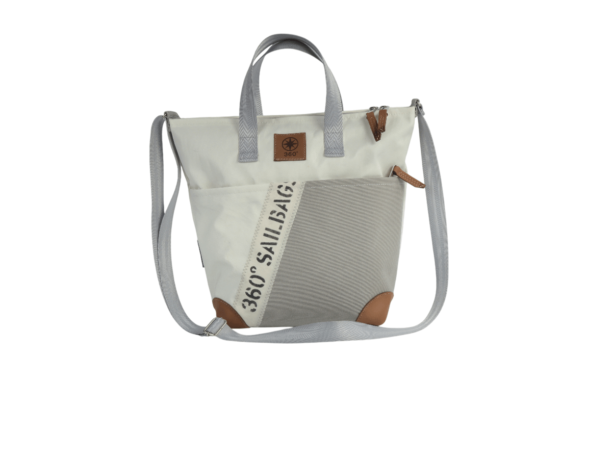 Handtasche 360 Grad "Deern Mini" / Segeltuch weiß / Motiv Stencil