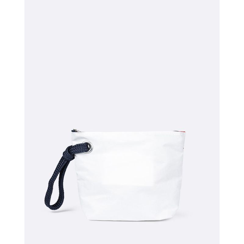 Kosmetiktasche "Die Midinette" by 727 Sailbags / Segeltuch weiß blau / Motiv 2 rot