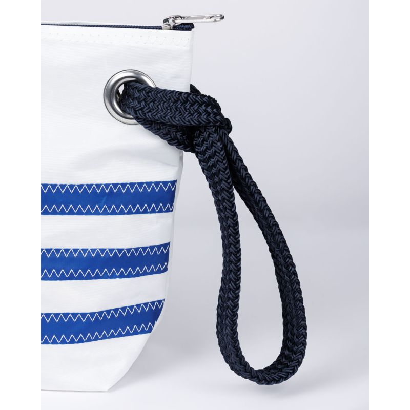 Kosmetiktasche "Die Midinette" by 727 Sailbags / Segeltuch weiß blau / Motiv 2 rot