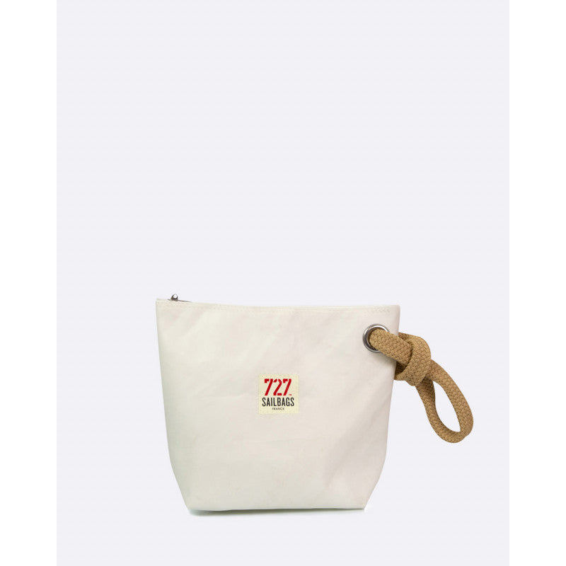 Kosmetiktasche "Die Midinette" by 727 Sailbags" / Segeltuch weiß / Motiv 6 blau