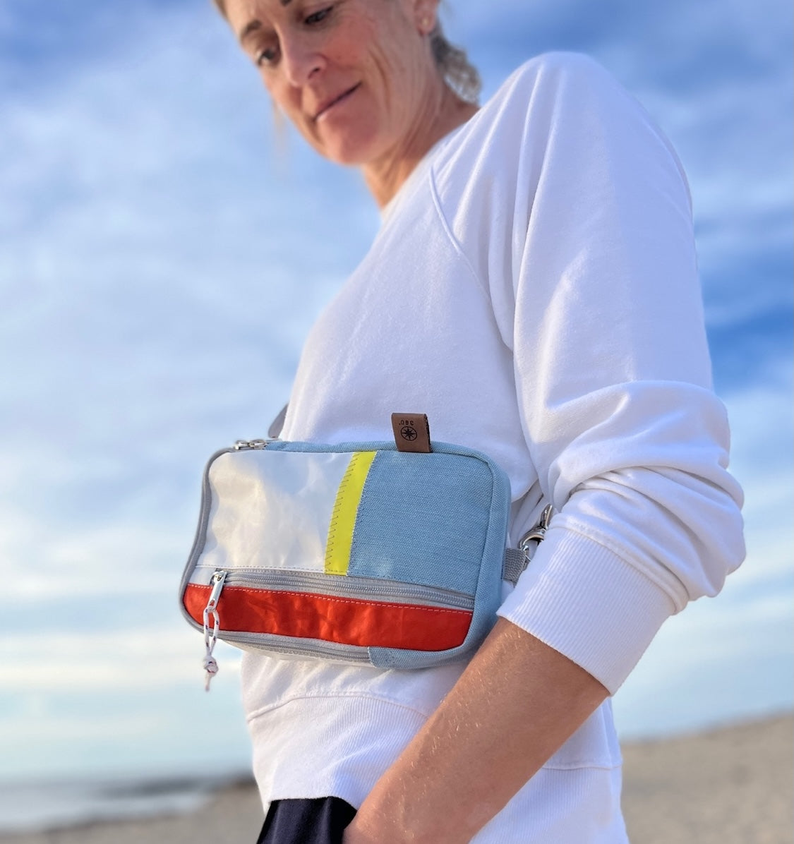 Gürteltasche 360 Grad "Nautik" / Segeltuch weiß orange blau / Motiv WEEL Kollektion