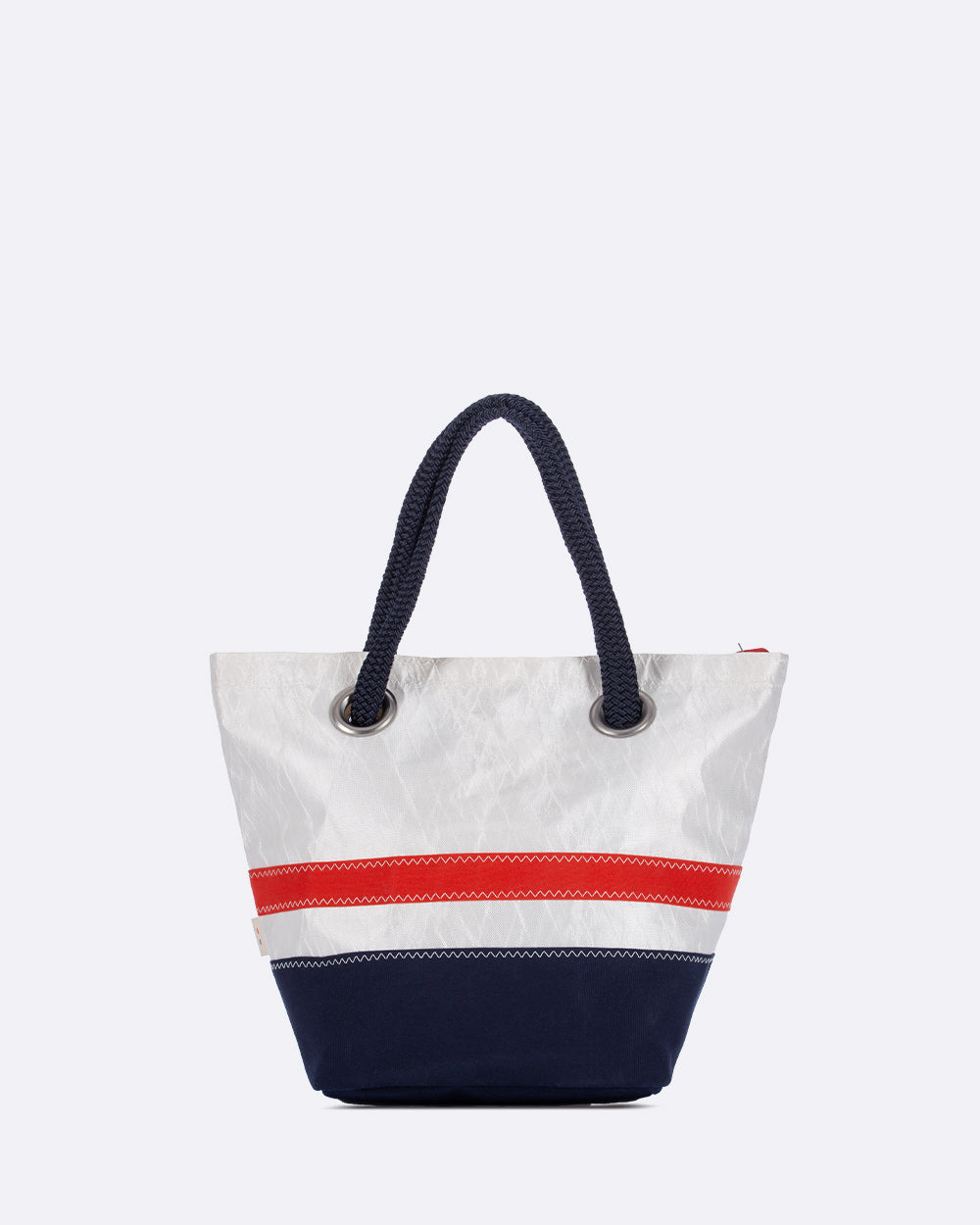 Damen Handtasche "Legende" by 727 Sailbags / Segeltuch weiß rot / Boden navy