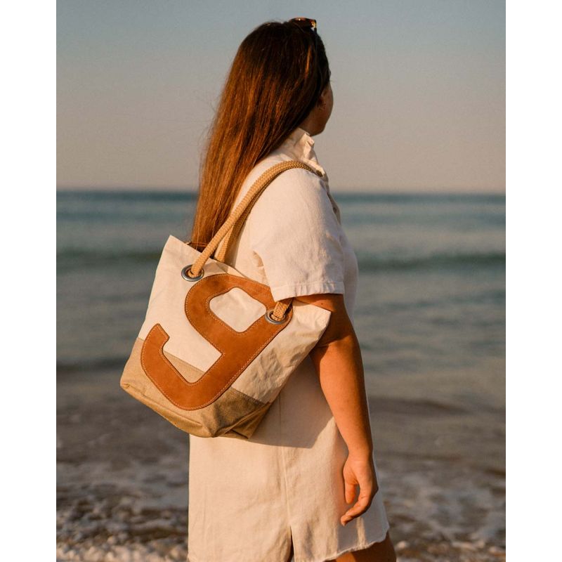Damen Handtasche "Legende" by 727 Sailbags / Segeltuch weiß / French Riviera Kollektion