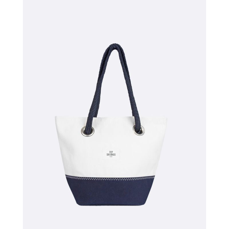 Damen Handtasche "Legende" by 727 Sailbags / Segeltuch weiß / Boden navy / Motiv 3 rot
