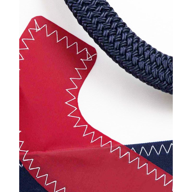 Damen Handtasche "Legende" by 727 Sailbags / Segeltuch weiß / Boden navy / Motiv 3 rot
