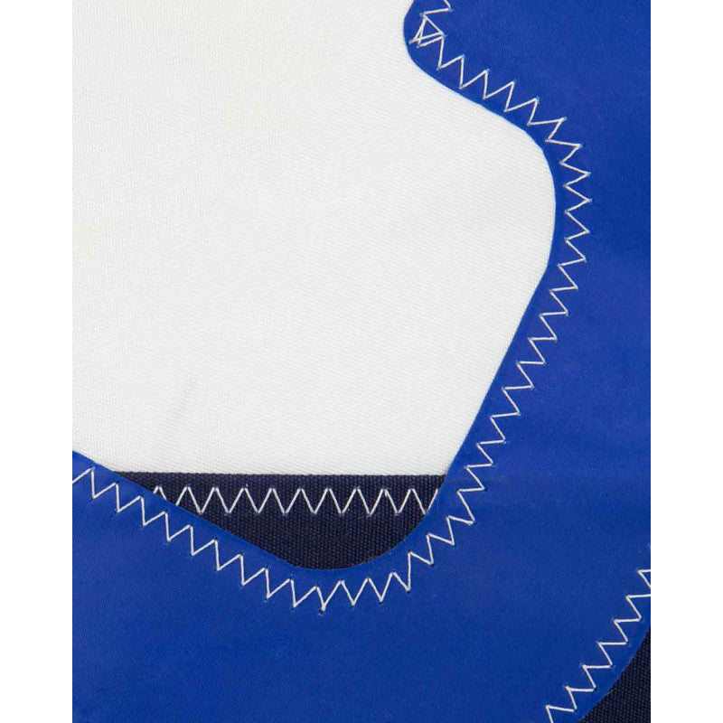 Damen Handtasche "Legende" by 727 Sailbags / Segeltuch weiß / Boden navy / Motiv 3 blau