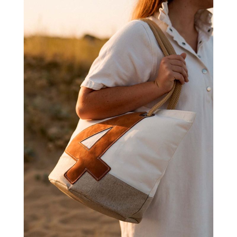 Damen Handtasche "Sandy" by 727 Sailbags / Segeltuch weiß / French Riviera Kollektion