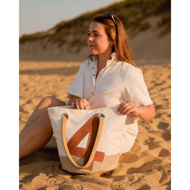 Damen Handtasche "Sandy" by 727 Sailbags / Segeltuch weiß / French Riviera Kollektion