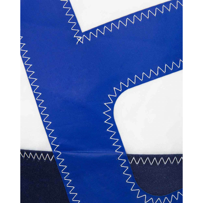 Damen Handtasche "Sandy" by 727 Sailbags / Segeltuch weiß / Boden navy / Motiv 6 blau