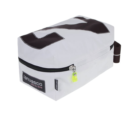 Kulturtasche CANVASCO "Shower" / Segeltuch weiß / Motiv 2 schwarz