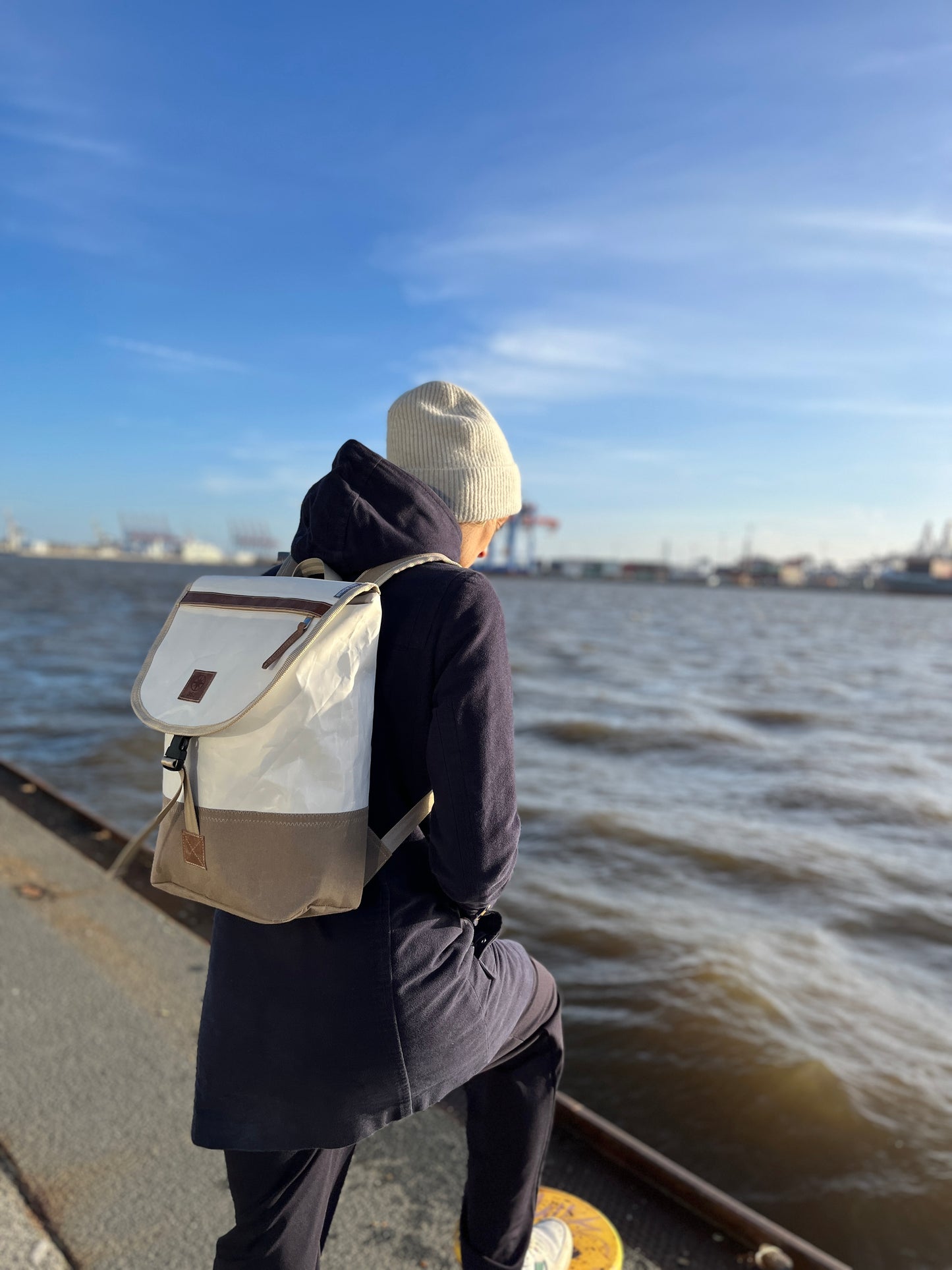 Rucksack 360 Grad "Landgang Mini" / Segeltuch taupe