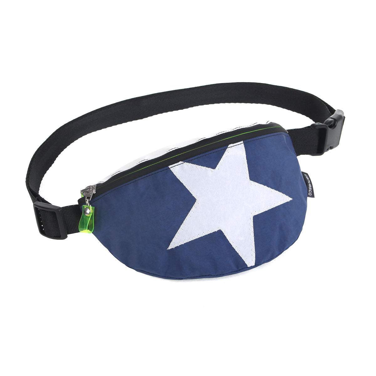Bauchtasche CANVASCO "Hipbag" / Segeltuch blau / Gurt schwarz / Motiv Stern weiß