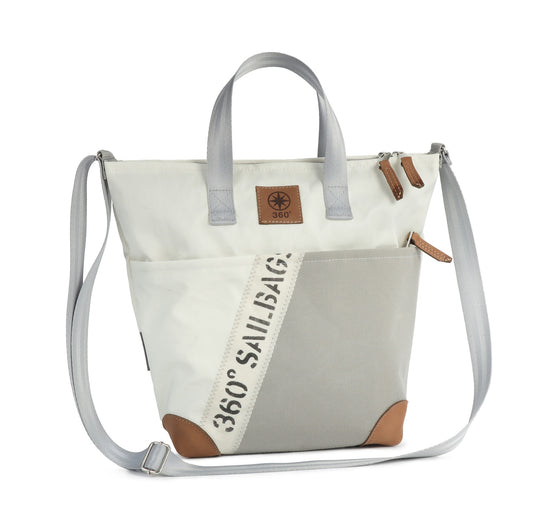 Handtasche 360 Grad "Deern Mini" / Segeltuch weiß / Motiv Stencil