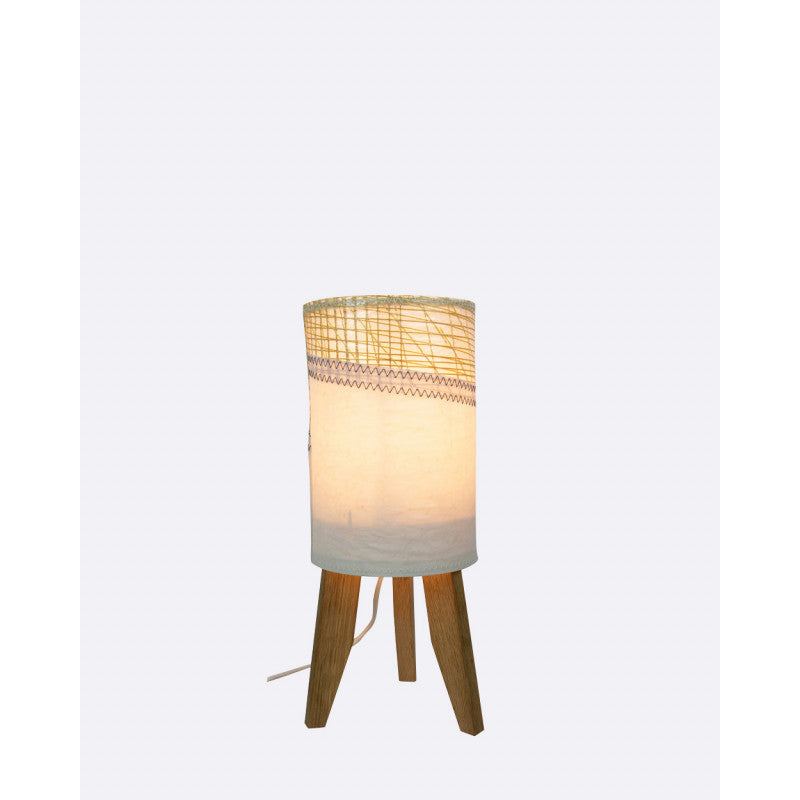 Kleine Säulenlampe by 727 Sailbags / Segeltuch weiß gold