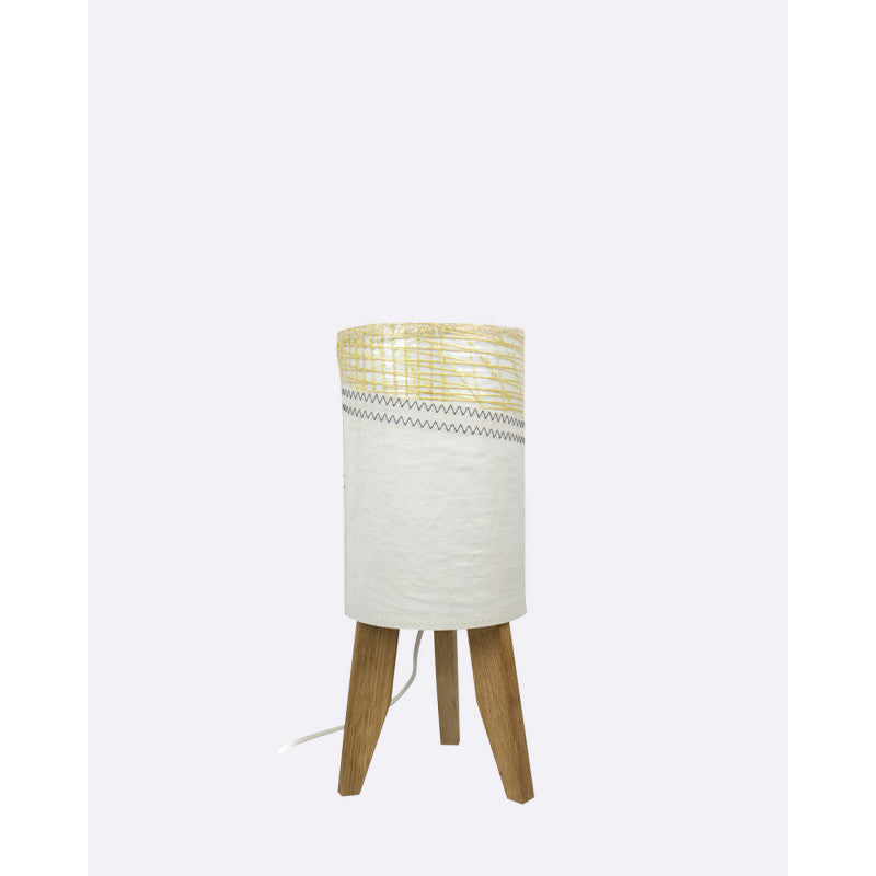 Kleine Säulenlampe by 727 Sailbags / Segeltuch weiß gold