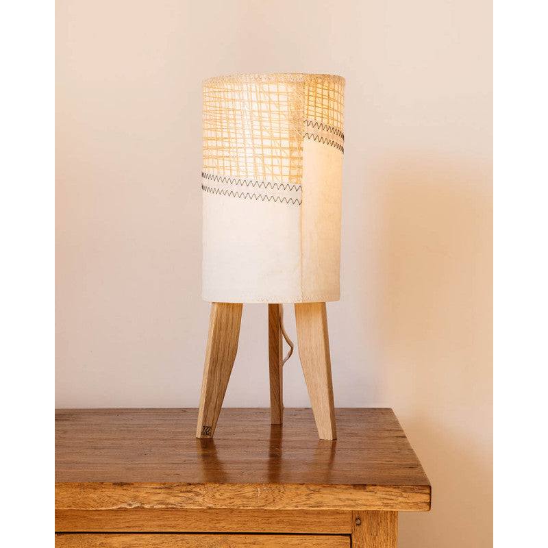 Kleine Säulenlampe by 727 Sailbags / Segeltuch weiß gold