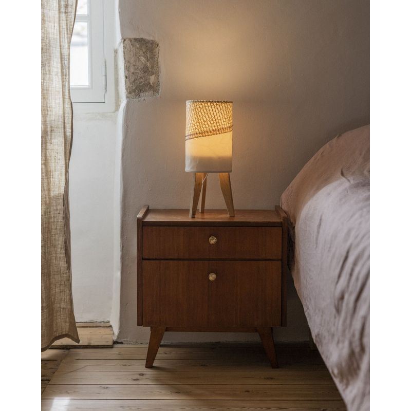 Kleine Säulenlampe by 727 Sailbags / Segeltuch weiß gold