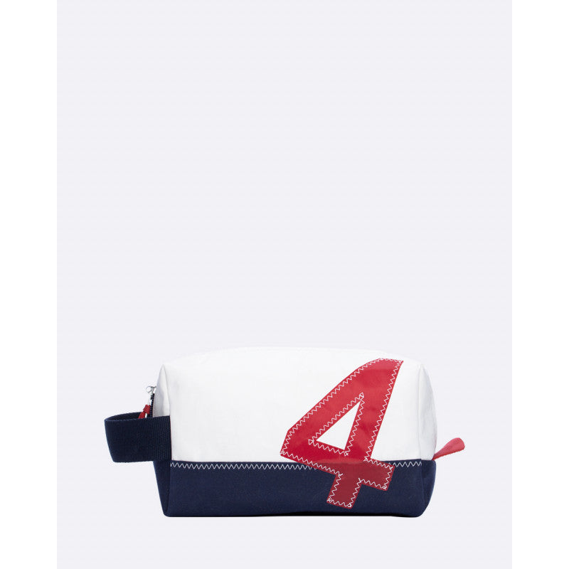 Kulturbeutel "Windy" by 727 Sailbags / Segeltuch marineblau rot / Motiv 4 rot
