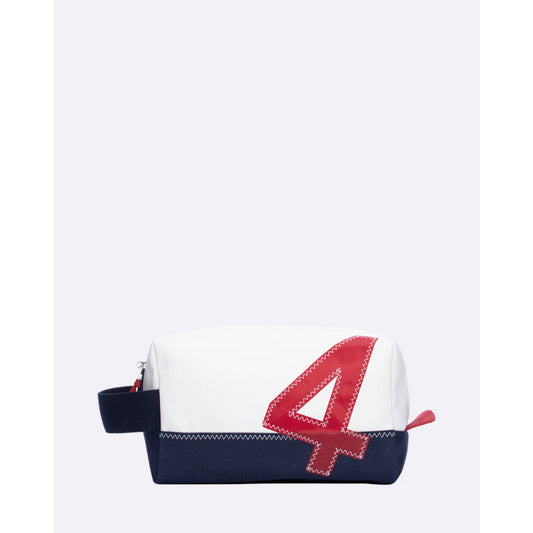 Kulturbeutel "Windy" by 727 Sailbags / Segeltuch marineblau rot / Motiv 4 rot
