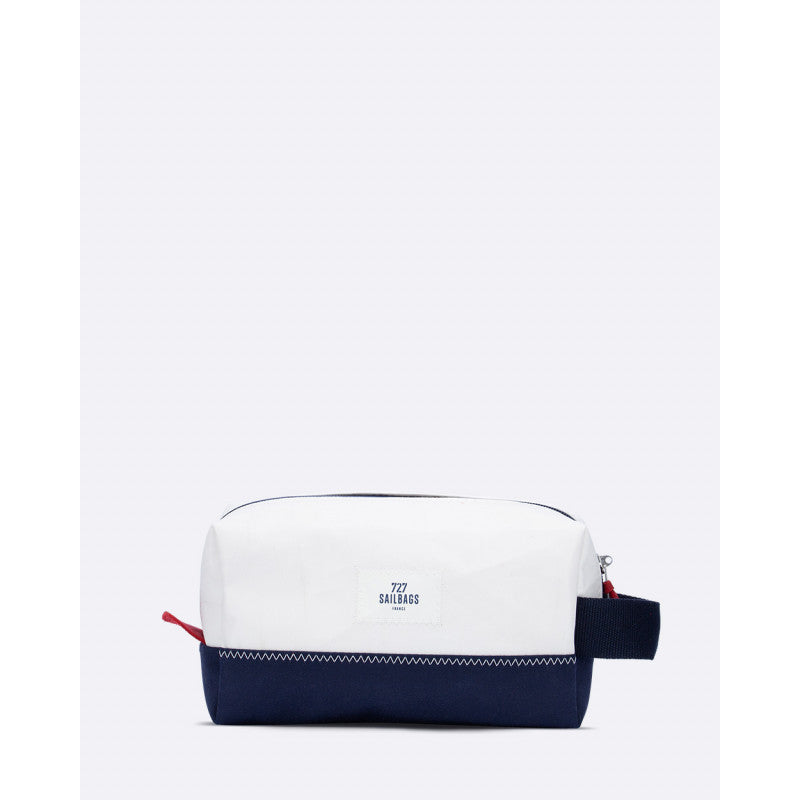 Kulturbeutel "Windy" by 727 Sailbags / Segeltuch marineblau rot / Motiv 4 rot