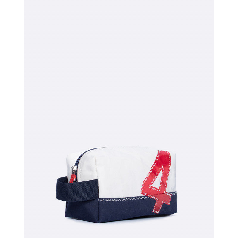 Kulturbeutel "Windy" by 727 Sailbags / Segeltuch marineblau rot / Motiv 4 rot