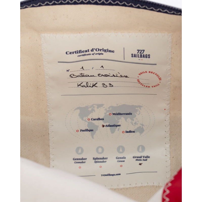Kulturbeutel "Windy" by 727 Sailbags / Segeltuch marineblau rot / Motiv 4 rot