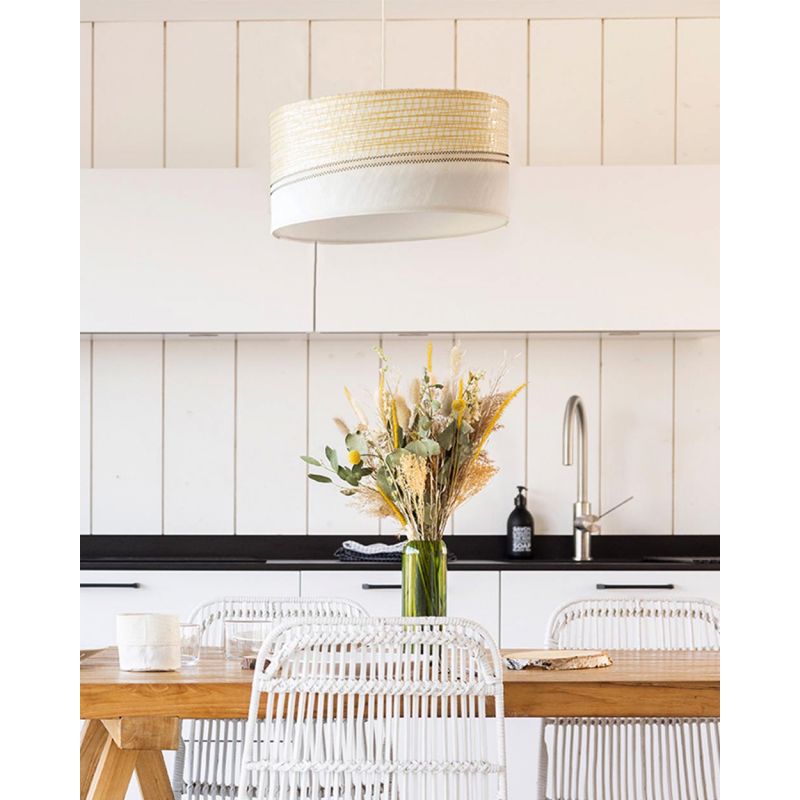 Hängelampe Deckenlampe Ø 38 cm by 727 Sailbags / Segeltuch weiß gold