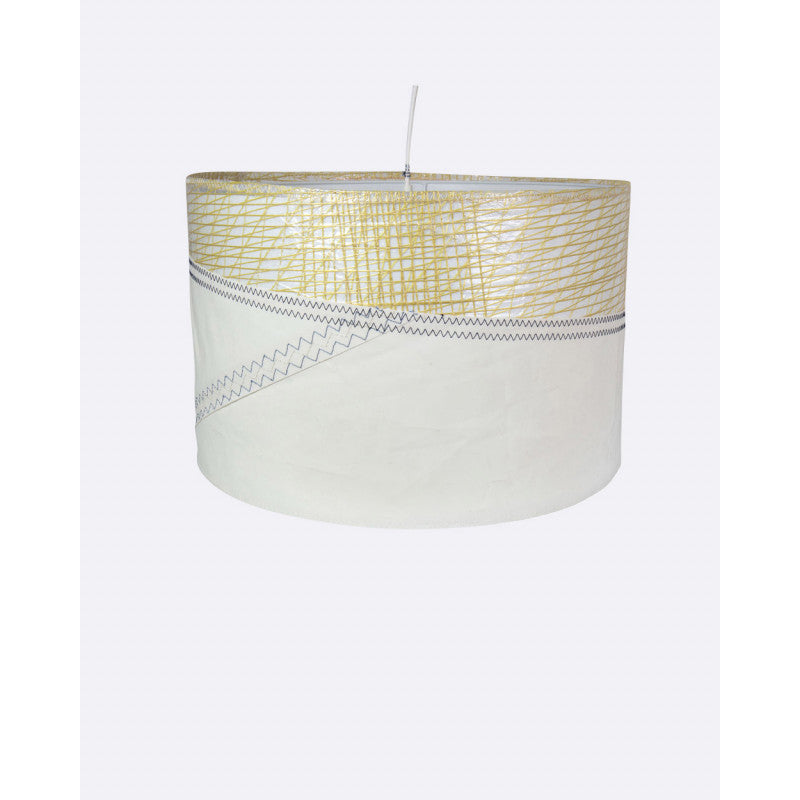 Hängelamep Deckenlampe Ø 48 cm by 727 Sailbags / Segeltuch weiß gold