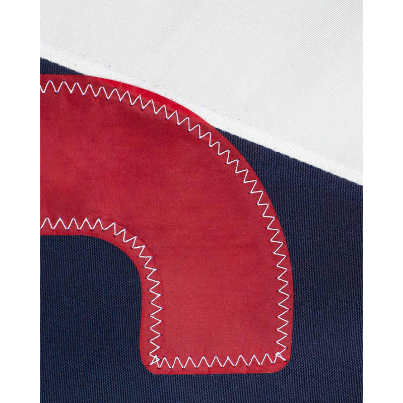 Liegestuhl Sonnenliege "Relax" by 727 Sailbags / Segeltuch weiß navy / Motiv 423 rot