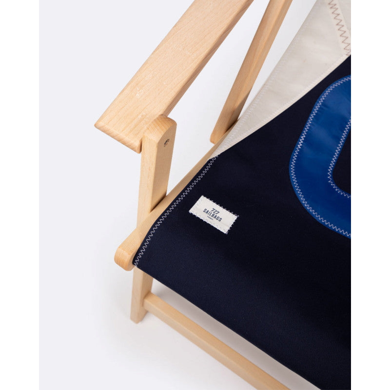 Liegestuhl Sonnenliege "Relax" by 727 Sailbags / Segeltuch weiß navy / Motiv 948 blau