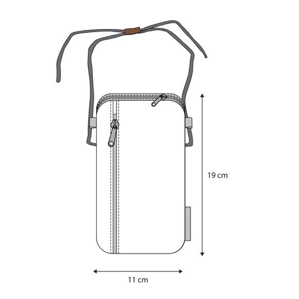 Handytasche 360 Grad "Nautik Lütt" / Segeltuch weiß grau / Motiv Zufallszahl grau