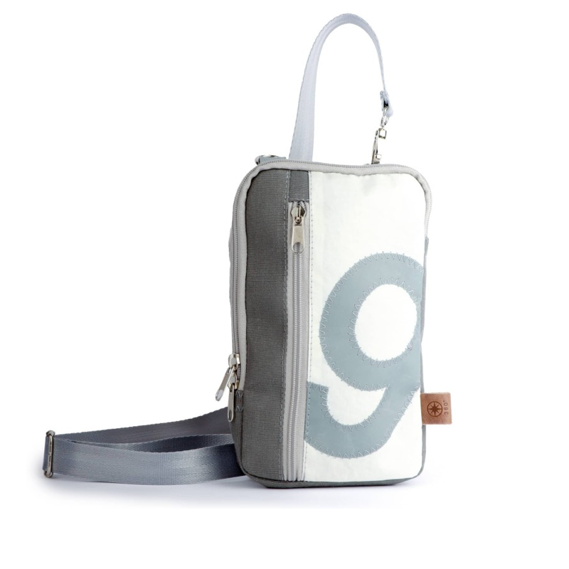 Gürteltasche 360 Grad "Nautik" / Segeltuch weiß grau / Motiv Zufallszahl grau