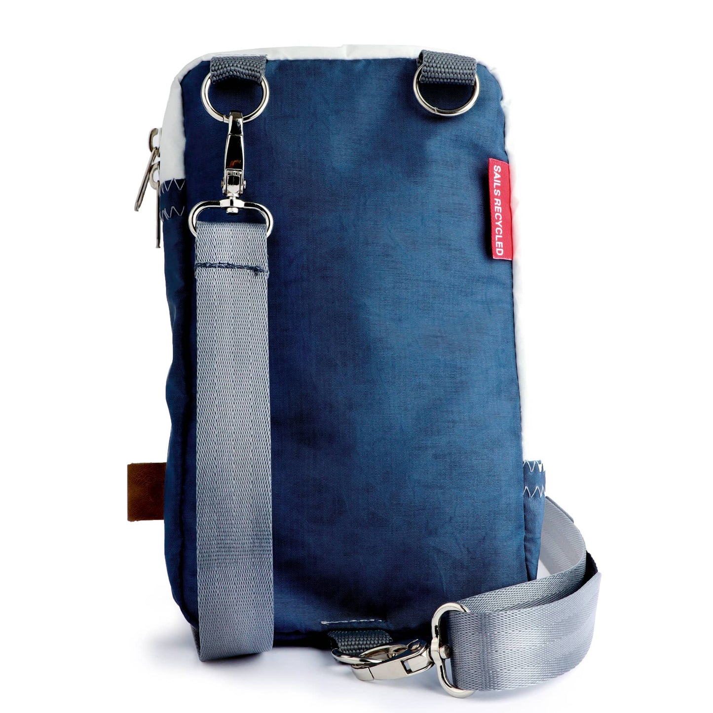 Gürteltasche 360 Grad "Nautik" / Segeltuch weiß blau / Motiv Zufallszahl rot