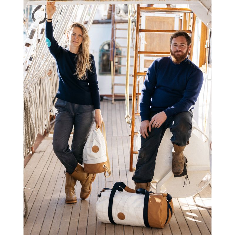 Reisetasche "Onshore" by 727 Sailbags / Segeltuch Belem / Leder