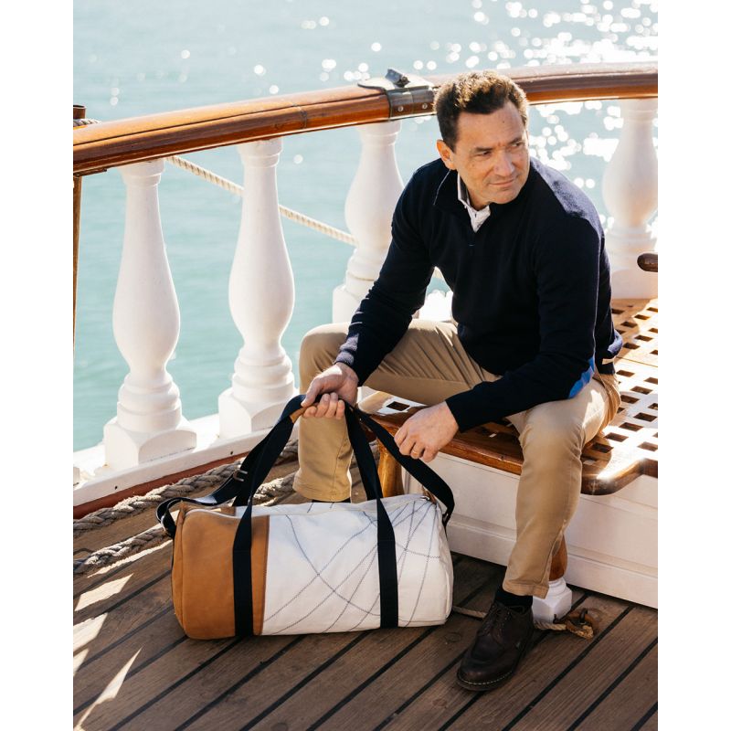 Reisetasche "Onshore" by 727 Sailbags / Segeltuch Belem / Leder