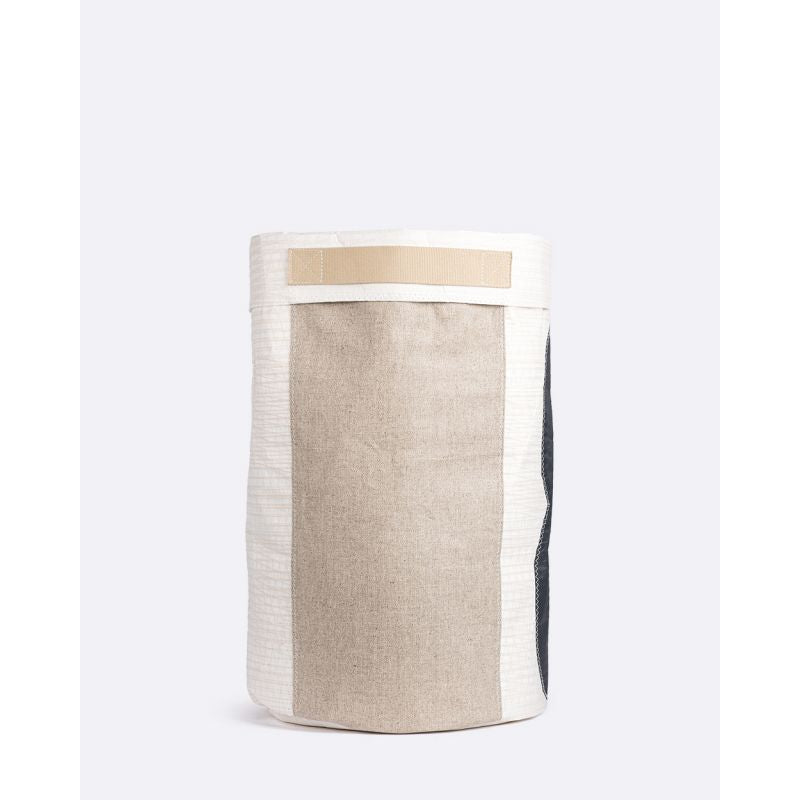 Wäschetonne "[Modell]" by 727 Sailbags / Leinen weiß / Motiv 8 schwarz