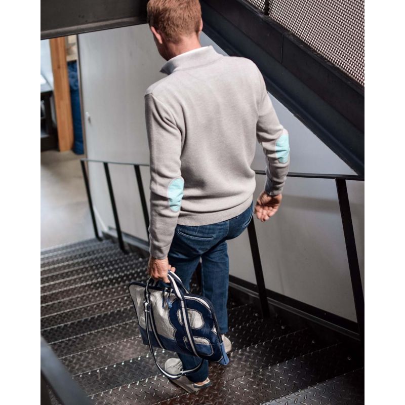 Businesstasche "[Modell]" by 727 Sailbags / Leder marineblau / Navy Kollektion
