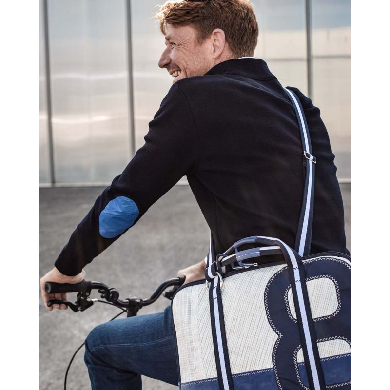 Businesstasche "[Modell]" by 727 Sailbags / Leder marineblau / Navy Kollektion