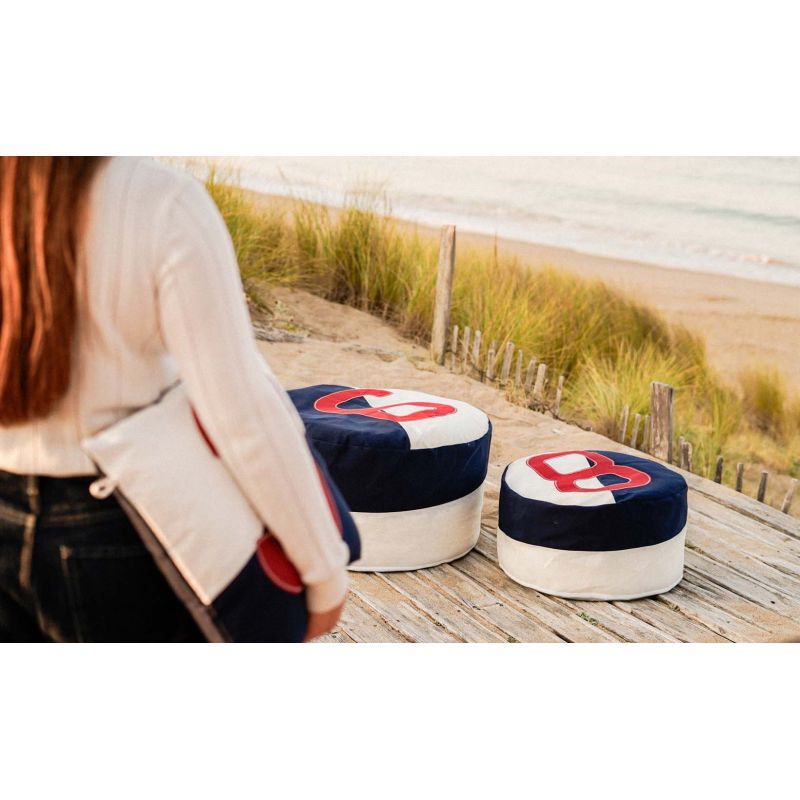 Sitzsack Sitzkissen Solo by 727 Sailbags / Segeltuch weiß navy / Motiv 8 navy