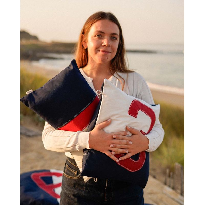 Sofakissen 30 x 50 cm "[Modell]" by 727 Sailbags / Spinnaker marineblau rot / Navy Kollektion