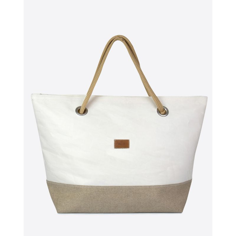 Damen Reisetasche "Carla" by 727 Sailbags / Segeltuch weiß / Boden Leder / Motiv 5 Leder