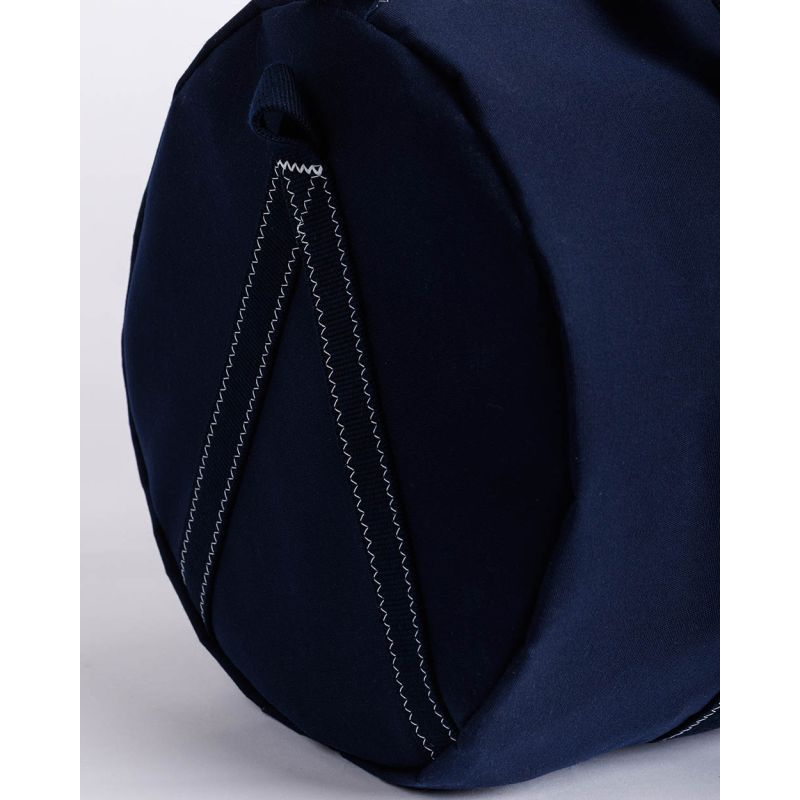 Reisetasche "Onshore" by 727 Sailbags / Segeltuch weiß grau / Motiv 6 blau