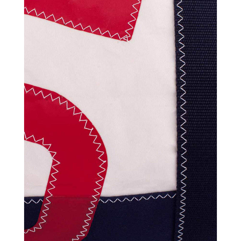 Reisetasche "Polochon" by 727 Sailbags / Segeltuch weiß / Boden navy / Motiv 5 rot