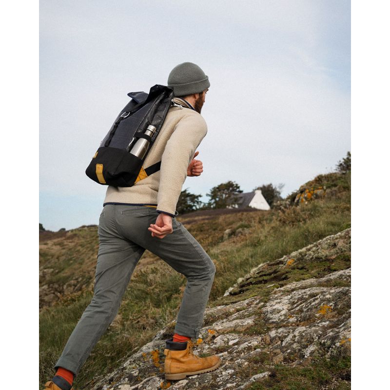 Rucksack "Dinghy" by 727 Sailbags / Segeltuch schwarz / Boden schwarz