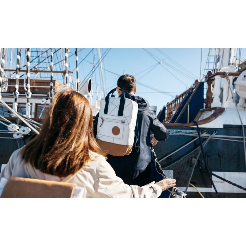 Rucksack "Wally" by 727 Sailbags / Segeltuch Belem / Boden Leder