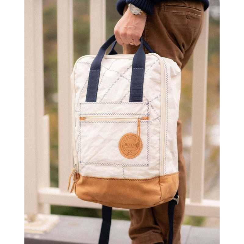 Rucksack "Wally" by 727 Sailbags / Segeltuch Belem / Boden Leder