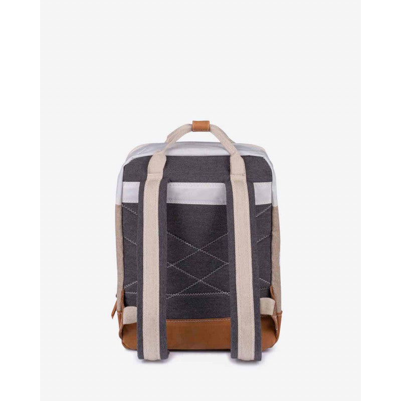 Rucksack "Willy" by 727 Sailbags / Segeltuch weiß Leinen / Boden Leder